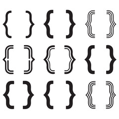 Vector Black silhouettes bracket set. illustration. with white background