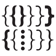 Vector Black silhouettes bracket set. illustration. with white background