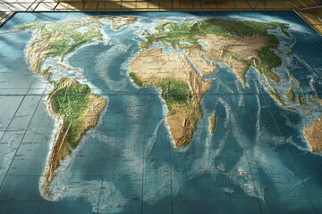 world map on old green paper