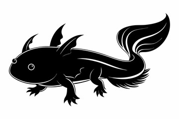 axolotl silhouette line art vector illustration