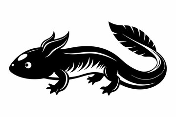 axolotl silhouette line art vector illustration