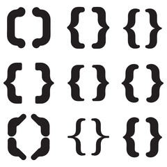 Vector Black silhouettes bracket set. illustration. with white background