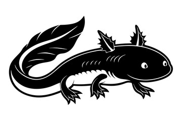 axolotl silhouette line art vector illustration
