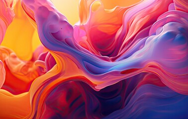Obraz premium Vibrant, fluid abstract forms blend into a kaleidoscopic explosion of color.