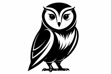 barn owl silhouette line art vector illustration