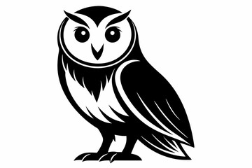 barn owl silhouette line art vector illustration