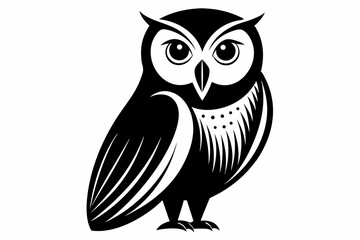 barn owl silhouette line art vector illustration