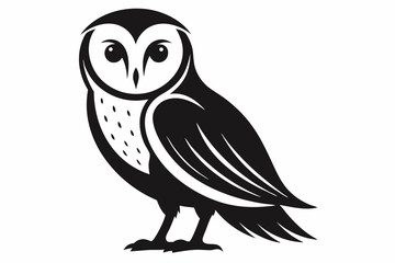 barn owl silhouette line art vector illustration