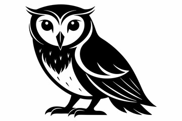barn owl silhouette line art vector illustration