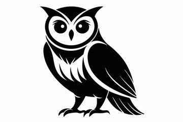 barn owl silhouette line art vector illustration