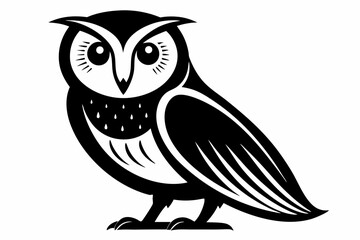 barn owl silhouette line art vector illustration