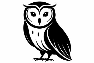 barn owl silhouette line art vector illustration