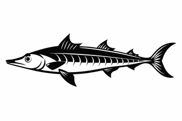 Fototapeta premium barracuda silhouette line art vector illustration