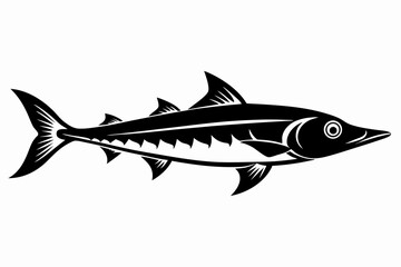 barracuda silhouette line art vector illustration