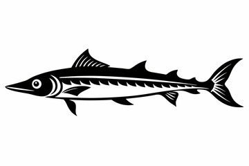 barracuda silhouette line art vector illustration