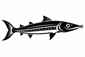 barracuda silhouette line art vector illustration