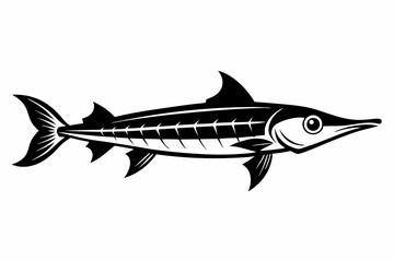 barracuda silhouette line art vector illustration