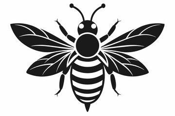 bee silhouette line art vector illustration