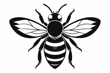 bee silhouette line art vector illustration