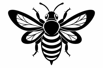 bee silhouette line art vector illustration