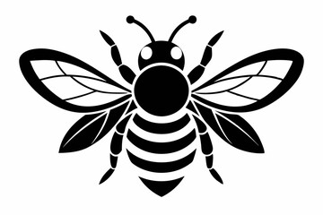 bee silhouette line art vector illustration