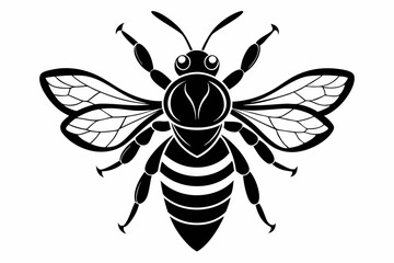 bee silhouette line art vector illustration