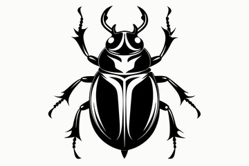 beetle silhouette line art vector illustration