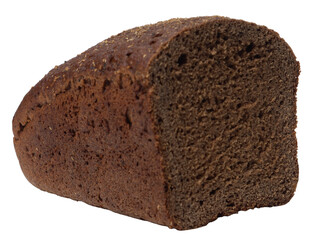 Isolated brown artisan bread on white background, side view