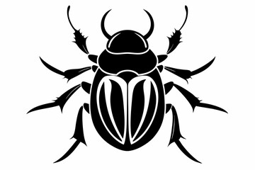 beetle silhouette line art vector illustration
