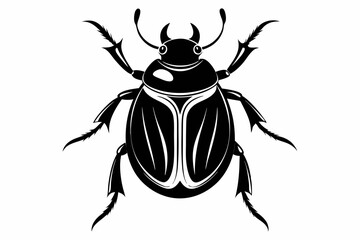 beetle silhouette line art vector illustration