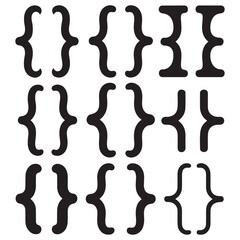 Vector Black silhouettes bracket set. illustration. with white background