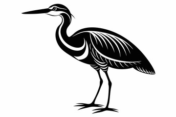 bittern silhouette line art vector illustration