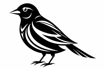 bobolink silhouette line art vector illustration