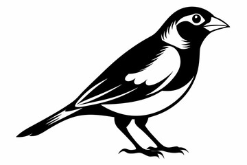 bobolink silhouette line art vector illustration
