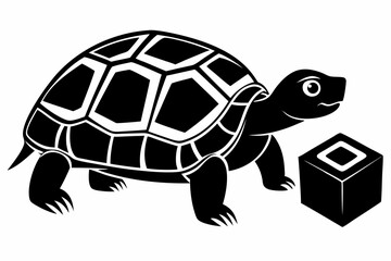 box turtle silhouette line art vector illustration