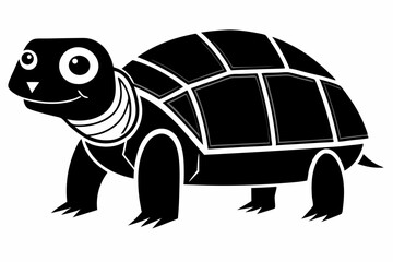 box turtle silhouette line art vector illustration