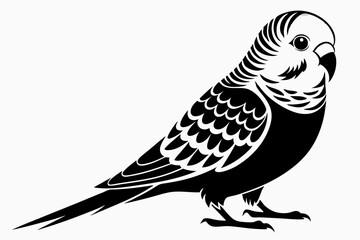 budgerigar silhouette line art vector illustration
