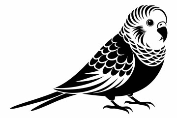 Obraz premium budgerigar silhouette line art vector illustration