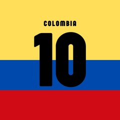 Ilustración bandera de colombia de forma cuadrada con el número diez. Símbolo nacional - 1 © Andrea