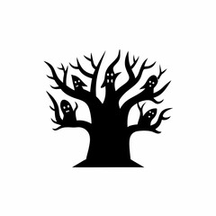 creative details Haunted Tree Icon Vector Illustration