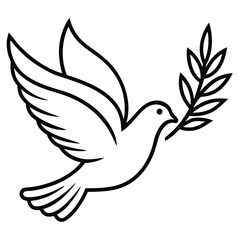 Fototapeta premium Minimalist Damask Dove with Olive Branch Vector Illustration, Damask, Dove, Olive, Branch, Icon, Minimalist