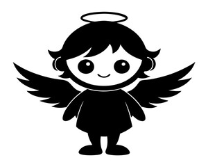 Cute Angel Vector & SVG, Cute Angel Silhouette Vector Design
