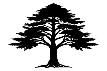 cedar tree silhouette line art vector illustration