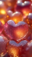 Obraz premium Stunning Glass Hearts Wallpaper, Mobile Wallpaper Romantic 4K Background