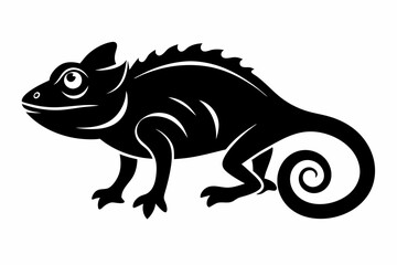 chameleon silhouette line art vector illustration