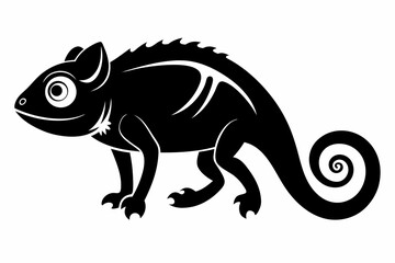 chameleon silhouette line art vector illustration
