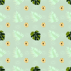 seamless floral pattern, Vintage green leaf and floral vector pattern design