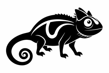 chameleon silhouette line art vector illustration