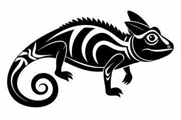 chameleon silhouette line art vector illustration