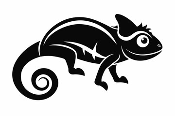 chameleon silhouette line art vector illustration
